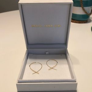 LANA Jewelry Flat Upside Down Hoop with Diamond